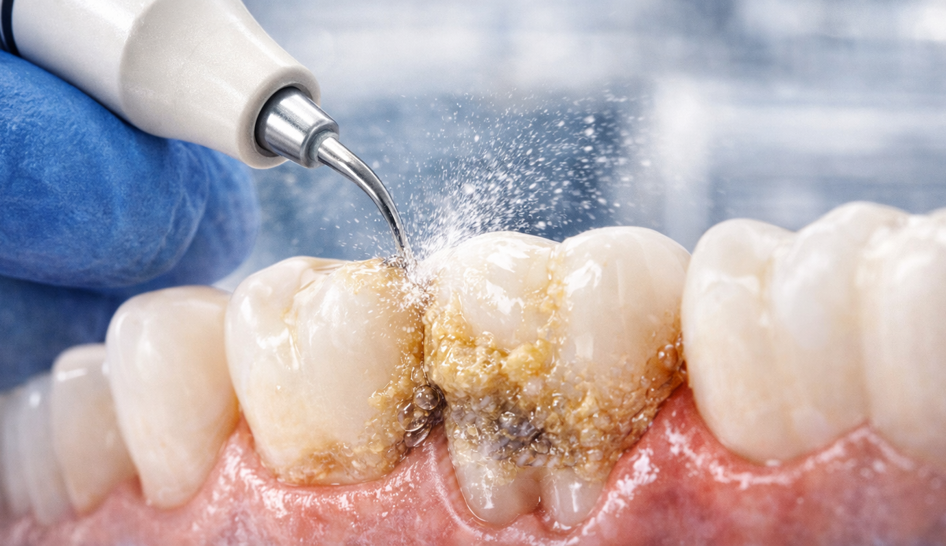 kamień nazębny usuwany podczas skalingu